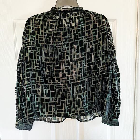 The Korner Metallic Abstract High Neck Semi-Sheer Blouse - Picture 7 of 7
